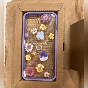 Pela IPhone 13 Floral Clear Phone Case with Purple Border